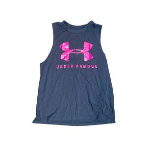 Under armour grey /pink muscle sleeve less summer /gym tank top